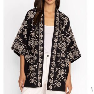 Johnny Was Black Linen Kimono Hannani XS NEW